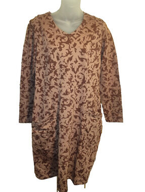 d&co Women’s Brown Patterned Casual Boho Midi Dress Size M BG30